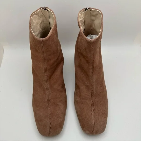 Topshop Spain Made Suede Booties Back Zip Block Heel Ankle Boots EU 40 US 9 - Picture 5 of 12